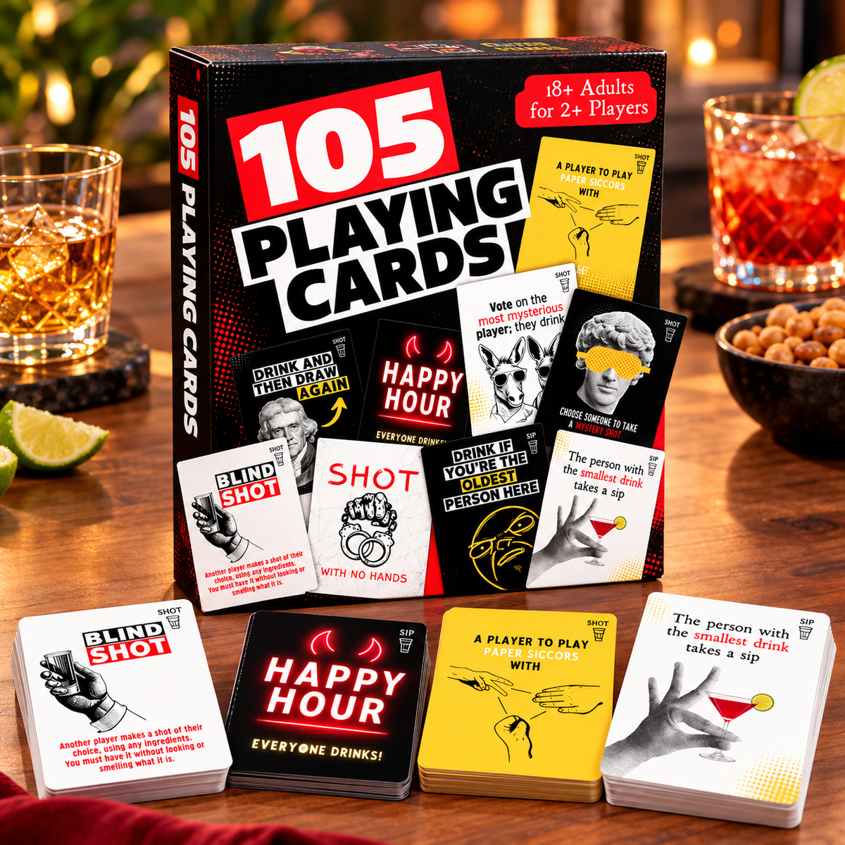 105 Printable Drink Cards – Murder Mystery Adult Party Game