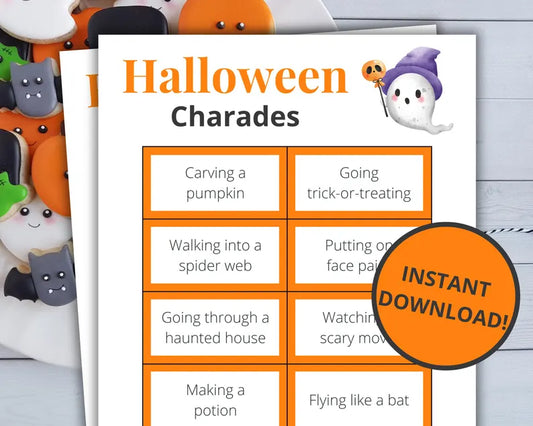 Halloween Charades Game Printable – Fun Halloween Party Activity Cards & Instant Digital Download