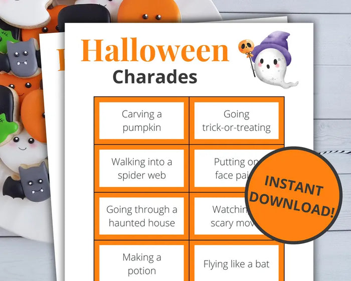 Halloween Charades Game Printable – Fun Halloween Party Activity Cards & Instant Digital Download