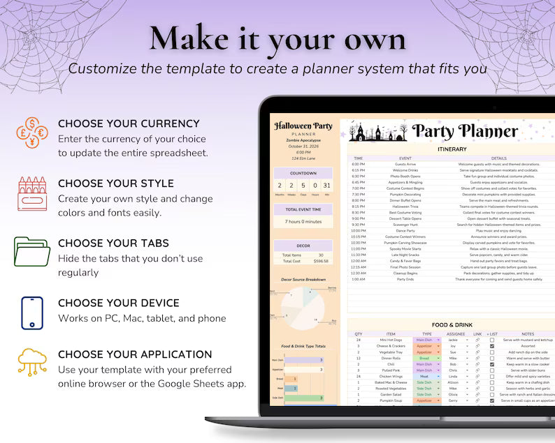 All-in-One Halloween Party Planner – Digital Budget Tracker, Guest List & Party Checklist