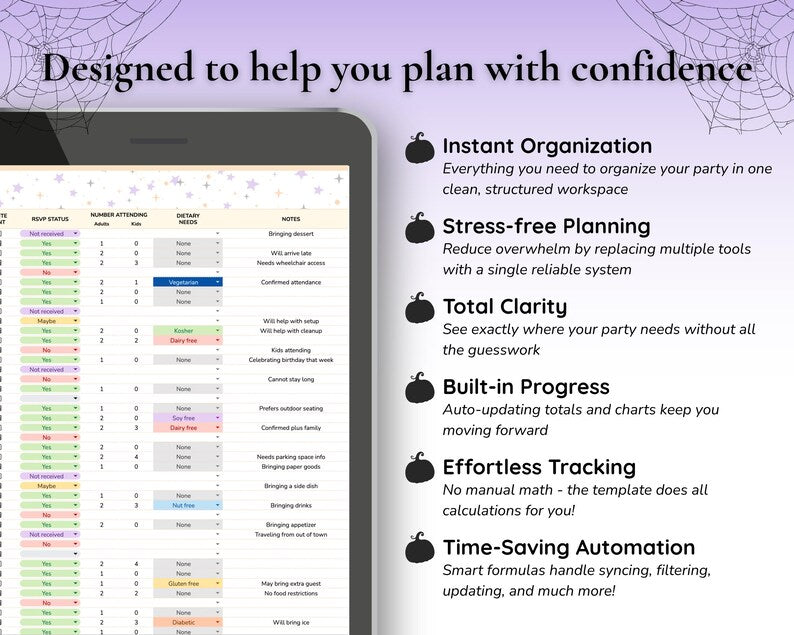 All-in-One Halloween Party Planner – Digital Budget Tracker, Guest List & Party Checklist