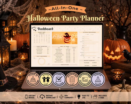 All-in-One Halloween Party Planner – Digital Budget Tracker, Guest List & Party Checklist