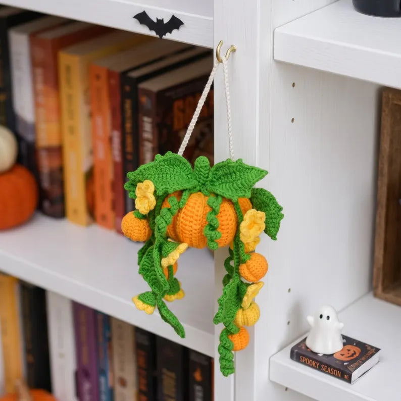 Halloween Crochet Pumpkin Hanging Decor – Handmade Fall Floral Decoration & DIY Pattern