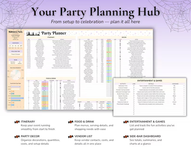 All-in-One Halloween Party Planner – Digital Budget Tracker, Guest List & Party Checklist