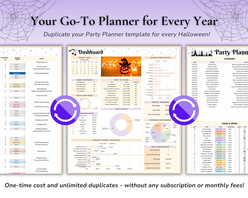 All-in-One Halloween Party Planner – Digital Budget Tracker, Guest List & Party Checklist