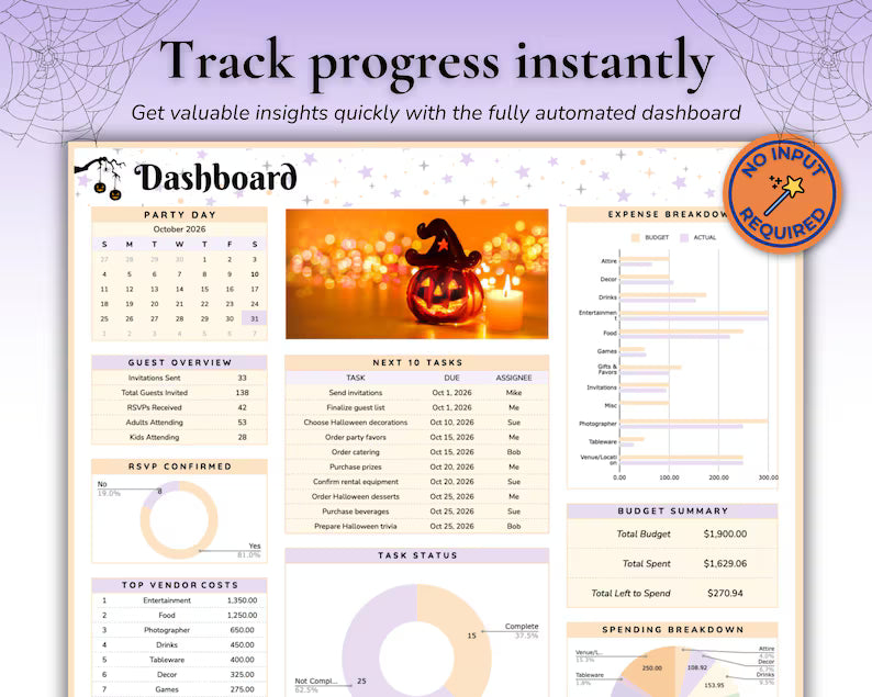 All-in-One Halloween Party Planner – Digital Budget Tracker, Guest List & Party Checklist