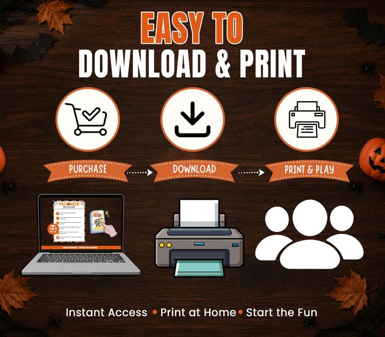 Halloween Roll & Share Printable Game – Fun Dice Questions, Party Icebreaker Activity & Instant Download