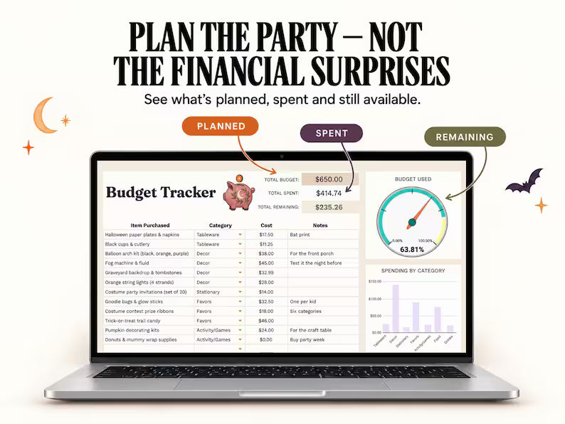 Halloween Party Planner – All-in-One Digital Party Organizer, Budget Tracker & Checklist