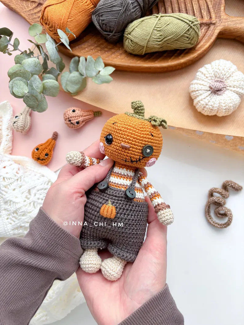 Cute Halloween Pumpkin Doll Crochet Pattern PDF – Amigurumi Fall Decoration DIY Tutorial