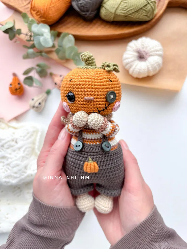 Cute Halloween Pumpkin Doll Crochet Pattern PDF – Amigurumi Fall Decoration DIY Tutorial