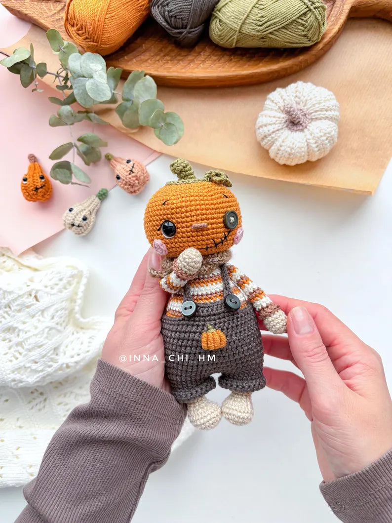 Cute Halloween Pumpkin Doll Crochet Pattern PDF – Amigurumi Fall Decoration DIY Tutorial
