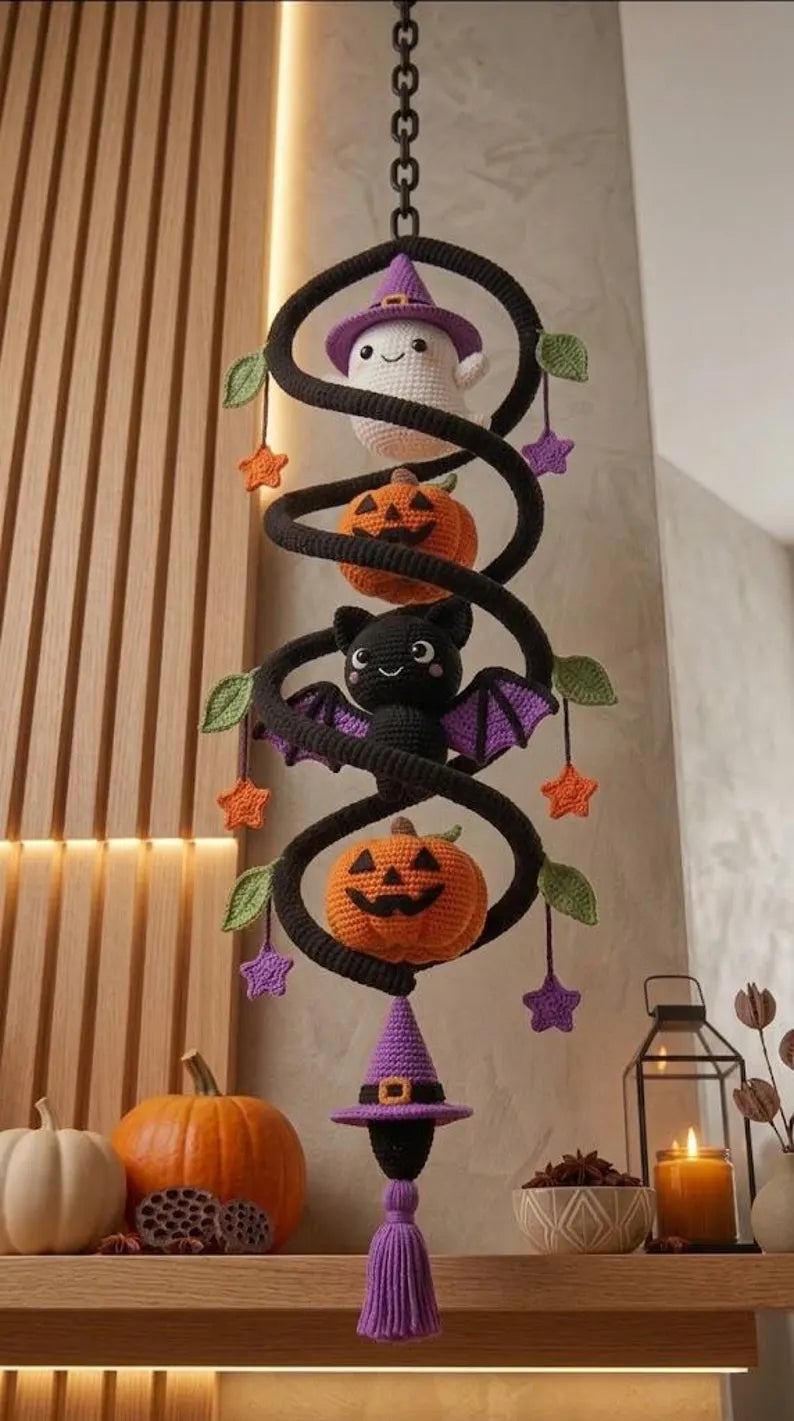 Halloween Crochet Hanging Decor Pattern – Cute Ghost, Pumpkin & Bat Spooky DIY Decoration