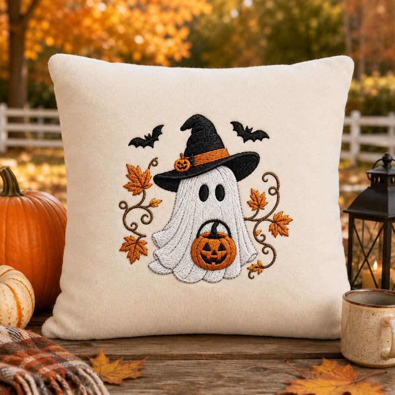 Halloween Ghost Witch Pumpkin Embroidery Design